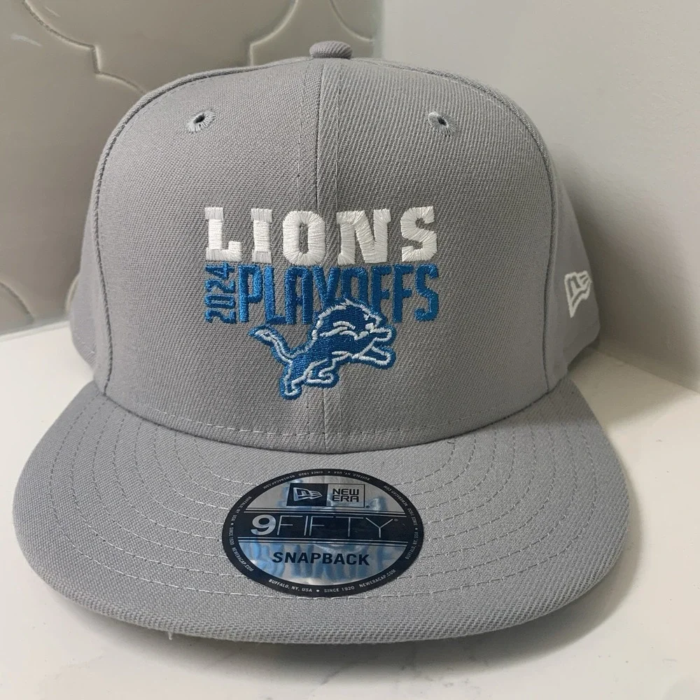 New Era 9FIFTY Detroit Lions 2024 NFL Playoffs Gray Adjustable Snapback Hat OSFM